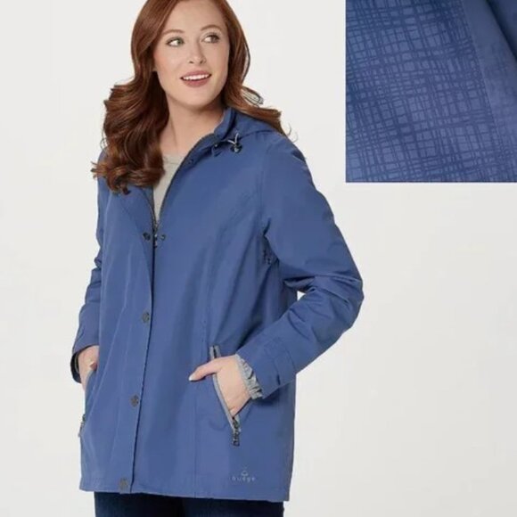 NEW Blue Sz Small Invisiprint Waterproof Removeable Hood Jacket Pockets NUAGE - Picture 1 of 3